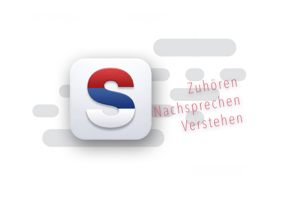 Logo App-Icon mit Schriftzug:
Zuhören
Nachsprechen
Verstehen